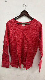 Load image into Gallery viewer, Red Bandhani Peplum Top