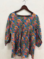 Load image into Gallery viewer, Blue Floral Peplum Top