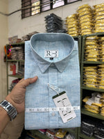 Load image into Gallery viewer, Cotton Linen Blend Ice Blue Shirt For Men