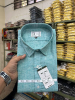 Load image into Gallery viewer, Cotton Linen Blend Sea Green Shirt For Men
