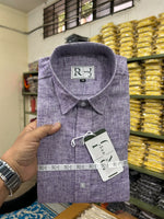 Load image into Gallery viewer, Cotton Linen Blend Lavender Purple Shirt For Men