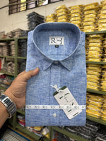 Load image into Gallery viewer, Cotton Linen Blend Sky Blue Shirt For Men