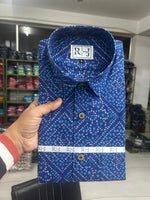 Load image into Gallery viewer, Premium Blue Bandhani Print Cotton Shirt | Traditional Rajasthani Design