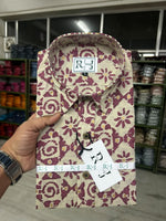 Load image into Gallery viewer, Handcrafted Sanganeri Floral Print Cotton Shirt for Men – Beige &amp; Maroon