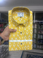 Load image into Gallery viewer, Jaipuri Yellow Ikat Casual Cotton Shirt