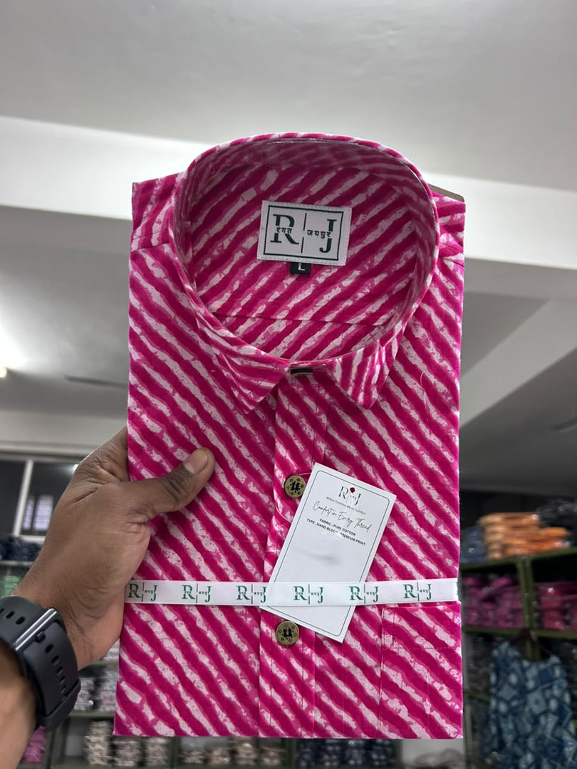 Rajasthan Lahriya Pink Print Shirt – Handcrafted