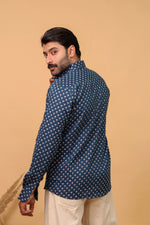 Load image into Gallery viewer, Handcrafted Indigo Buti Print Cotton Shirt for Men – Navy Blue