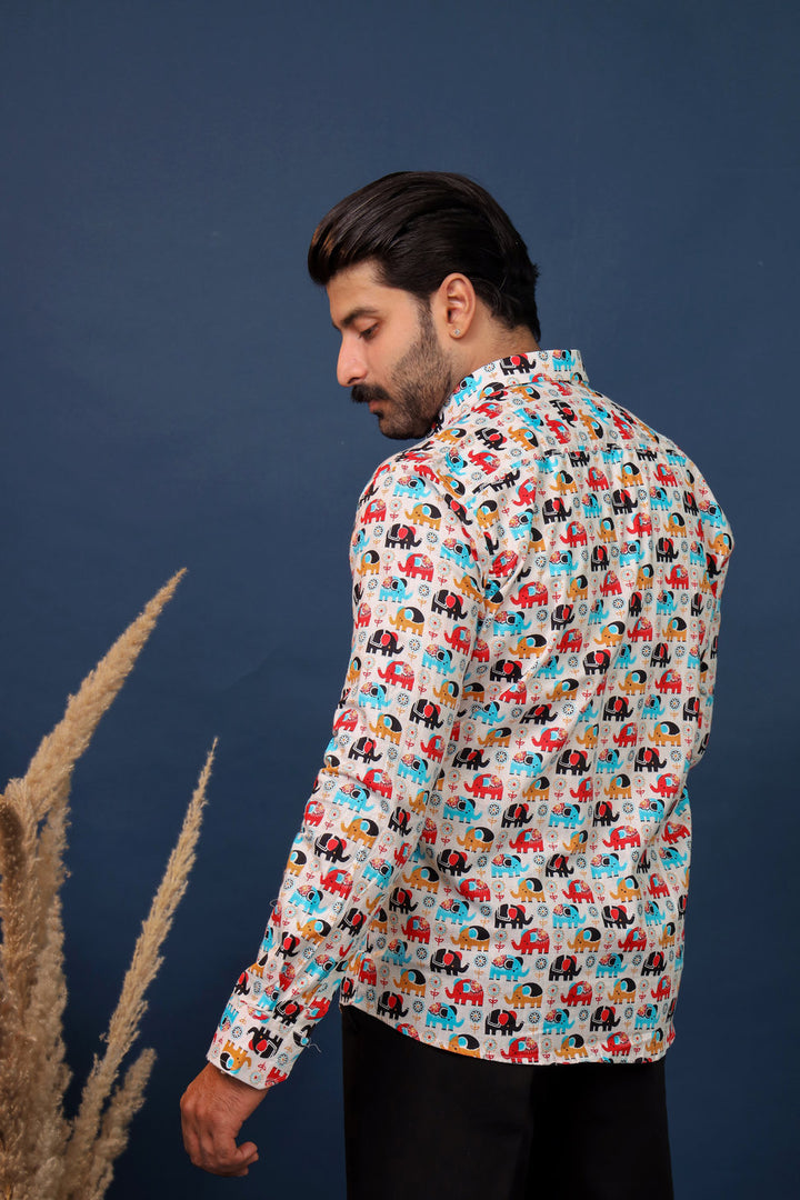 Jaipuri Elephant Printed Shirt - Colorful Haathi