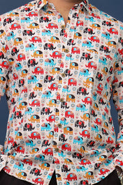 Jaipuri Elephant Printed Shirt - Colorful Haathi
