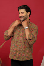 Load image into Gallery viewer, Rangat Jaipur Brown Ajrakh Print Cotton Shirt for Men – Premium Casual Wear