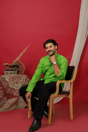 Traditional Bandhani Motif Shirt – Green