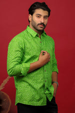 Load image into Gallery viewer, Traditional Bandhani Motif Shirt – Green