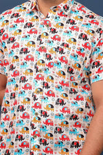 Load image into Gallery viewer, Men’s Multicolor Elephant Print Cotton Shirt