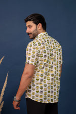 Load image into Gallery viewer, Men’s Owl Print Cotton Shirt – Quirky Handcrafted Casual Shirt by Rangat Jaipur
