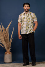 Load image into Gallery viewer, Men’s Owl Print Cotton Shirt – Quirky Handcrafted Casual Shirt by Rangat Jaipur