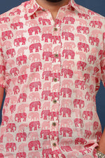 Load image into Gallery viewer, Men’s Pink Elephant Print Cotton Shirt – Rangat Jaipur