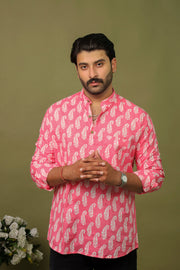 Sanganeri Print Short Kurta - Gulabi Patti
