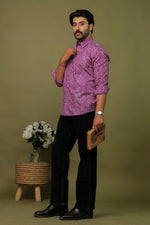 Load image into Gallery viewer, Rajasthan Lahriya Purple Print Shirt – Handcrafted