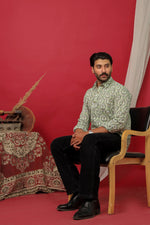 Load image into Gallery viewer, Men’s Olive Green Paisley Print Cotton Shirt – Stylish Casual &amp; Festive Wear