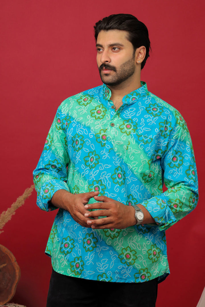 Rajasthani Resham Flower - Sanganeri Print Short Kurta