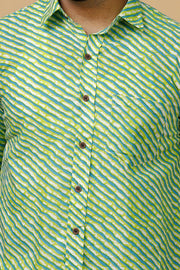 Rajasthan Lahriya Green Print Shirt – Handcrafted