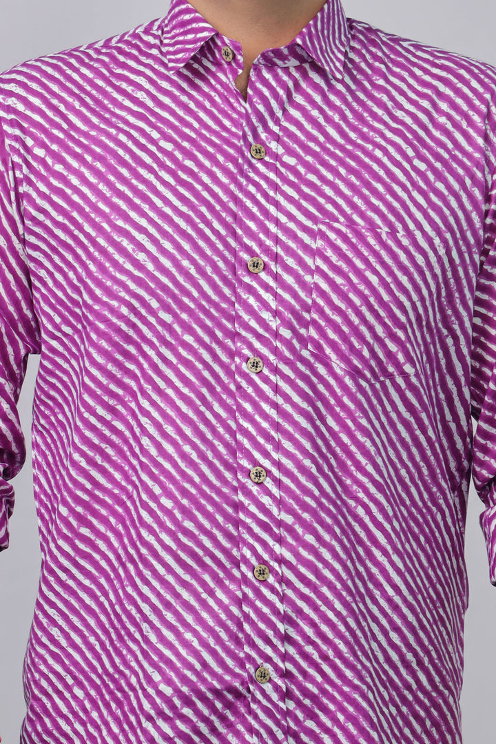 Rajasthan Lahriya Purple Print Shirt – Handcrafted