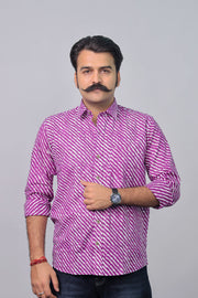 Handcrafted Rajasthan Lahriya purple print shirt by Rangat Jaipur