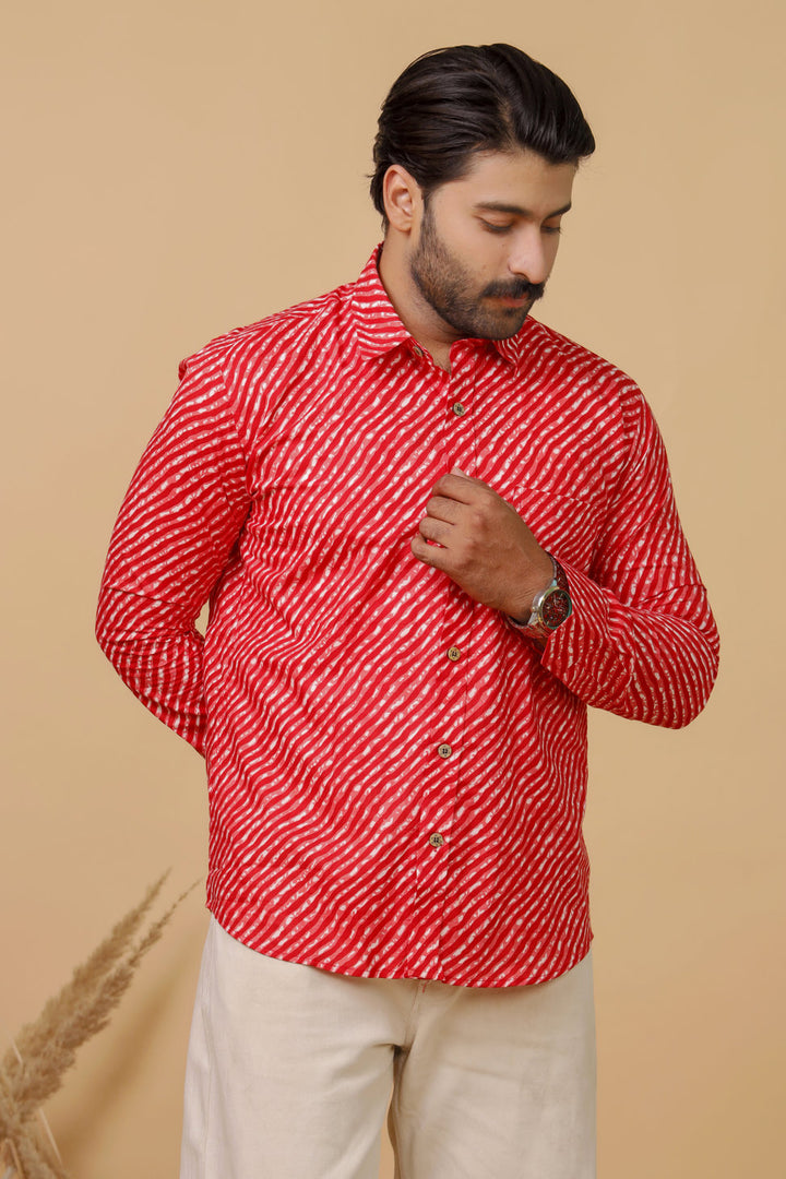 Rajasthan Lahriya Red Print Shirt – Handcrafted