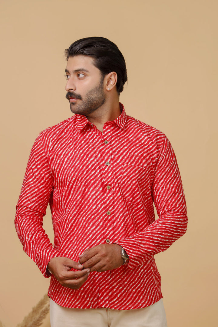 Rajasthan Lahriya Red Print Shirt – Handcrafted