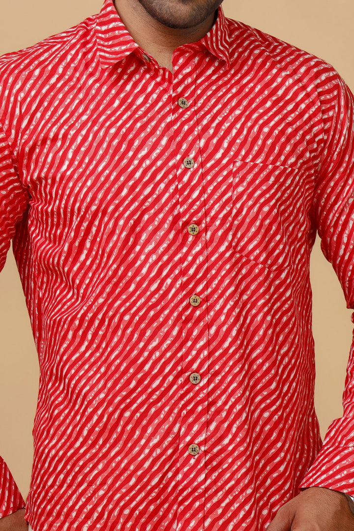 Rajasthan Lahriya Red Print Shirt – Handcrafted