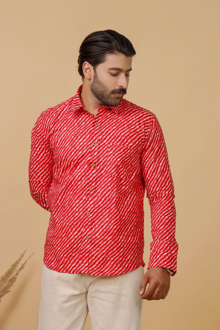 Rajasthan Lahriya Red Print Shirt – Handcrafted