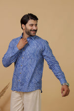 Load image into Gallery viewer, Rajasthan Lahriya Royal Blue Print Shirt – Handcrafted