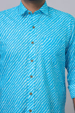 Load image into Gallery viewer, Rajasthan Lahriya Sky Blue Print Shirt – Handcrafted