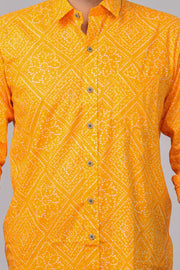 Traditional Bandhani Motif Shirt – Haldi Color