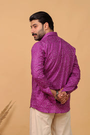 Traditional Bandhani Motif Shirt – Purple