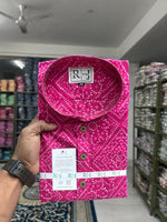Load image into Gallery viewer, Pink Bandhani Print Cotton Short Kurta Shirt for Men