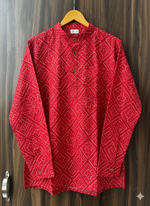 Load image into Gallery viewer, Men’s Handcrafted Red Bandhani Short Kurta
